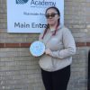 Hafwen with her award, the Welsh on her award translates as ‘Celebrating Courage 2024’