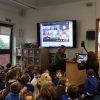 Reception class at Broadclyst Community Primary School connecting online with a school in India