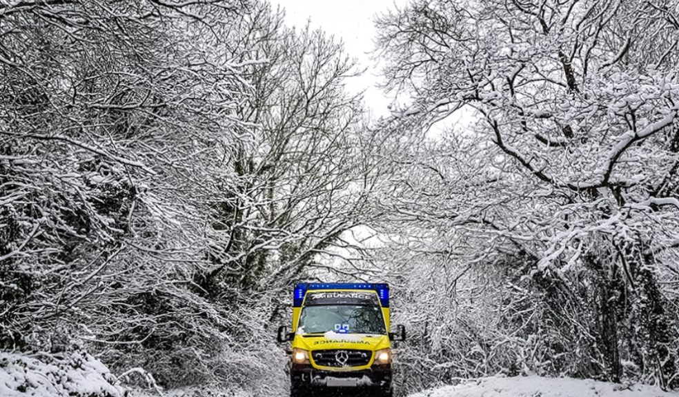 A SWASFT ambulance responding to a call in the snow. SWASFT is urging people to stay safe in the col