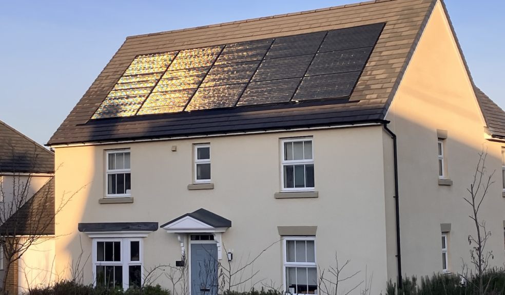 Solar panels on a new home in Devon 