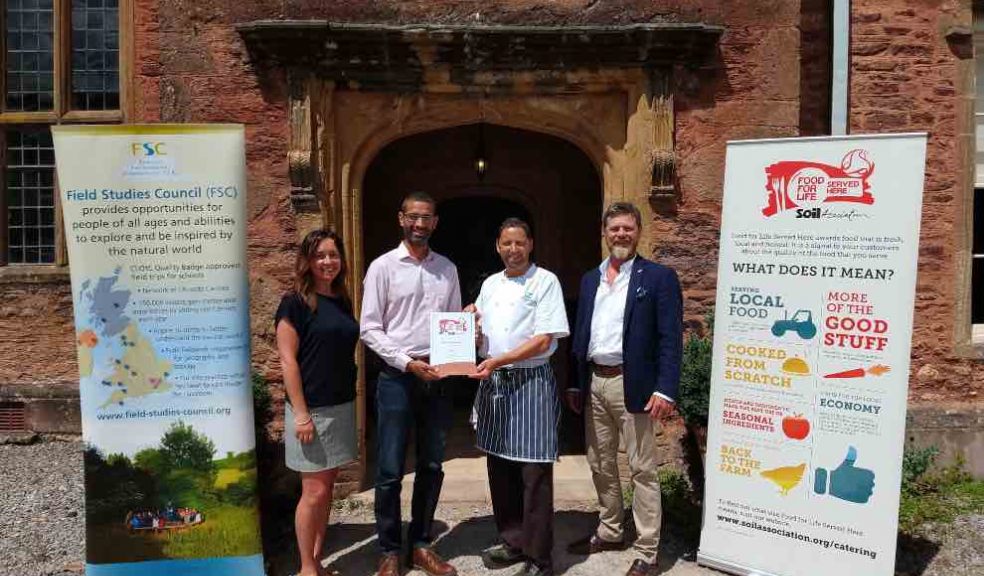 L-R: Kate Payne, FSC Regional H&C Lead & FSC Slapton Centre Manager, David Persaud, Food For Life Served Here Development Manager (Midlands) at the Soil Association, Chris Berry-Roper, Head Chef FSC Nettlecombe Court and Mark Bolland, Director of Infrastructure at FSC.