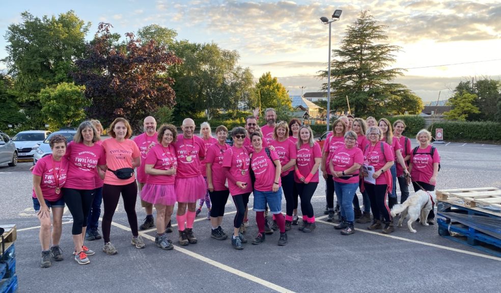 Group of people from Otter Garden Centres ready to walk in aid of Hospiscare