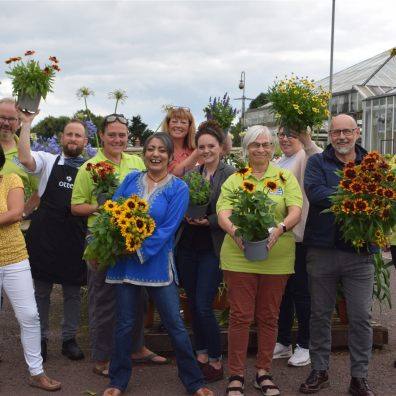 Group of people with flowers