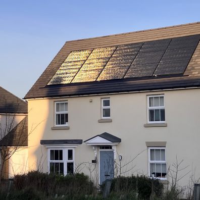 Solar panels on a new home in Devon 