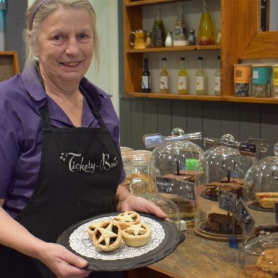 Woman with mince pies