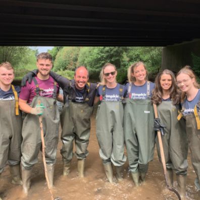 Simpkins Edwards’ team of volunteers spent two days helping to clear non-indigenous invasive Himalayan Balsam from the banks of the River Tale. 