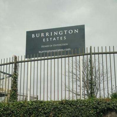 Sign saying Burrington Estates, Homes of Distinction