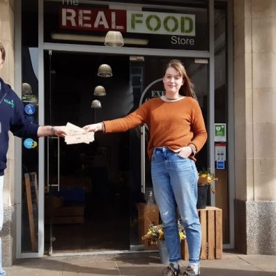 Real Food Store customers raise almost £100 for Exeter Foodbank